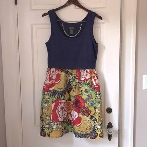 Anthropologie Fie fit and flare silk dress
